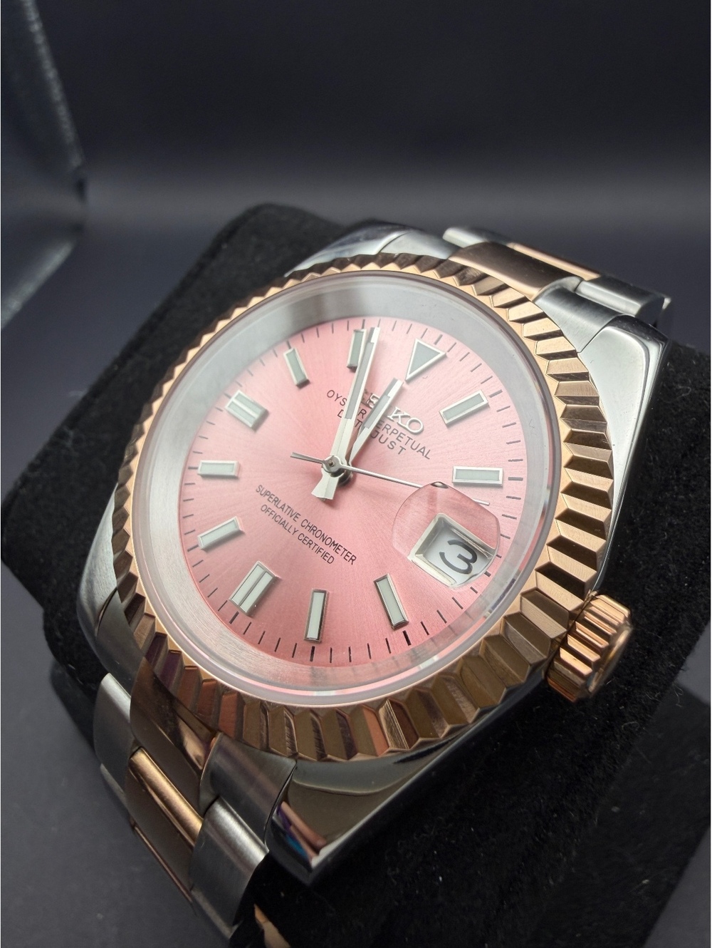 Custom Pink Two Tone Rose Gold Date Just Watch Mod